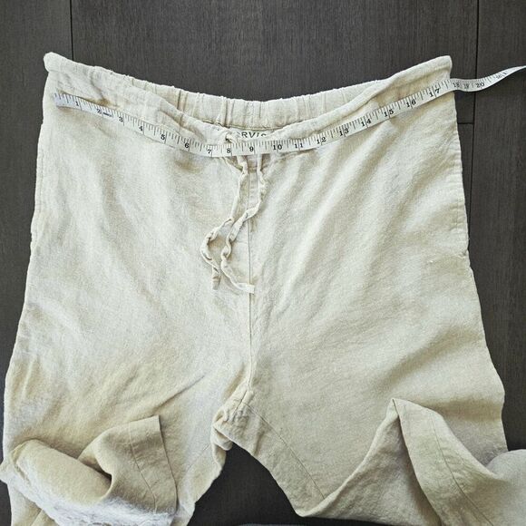 Orvis Linen Beige Tan Pants Pockets Womens Size Medium Pull On Drawstring - Picture 6 of 8